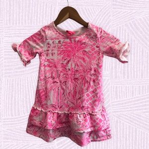 Lilly Pulitzer Kailyn Ruffle knit dress, palm print, EUC, bright and fun!